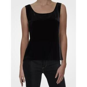 Alex Evenings Velvet Velour Blouse Top Sleeveless Stretch Black Lg Event Party